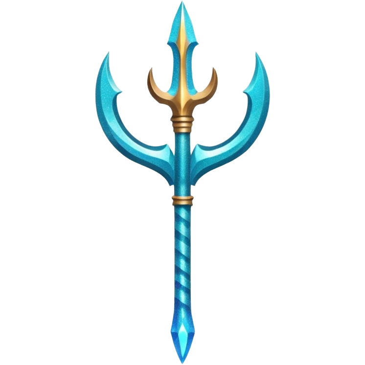 Cyan Poseidon's trident with glitter emoji