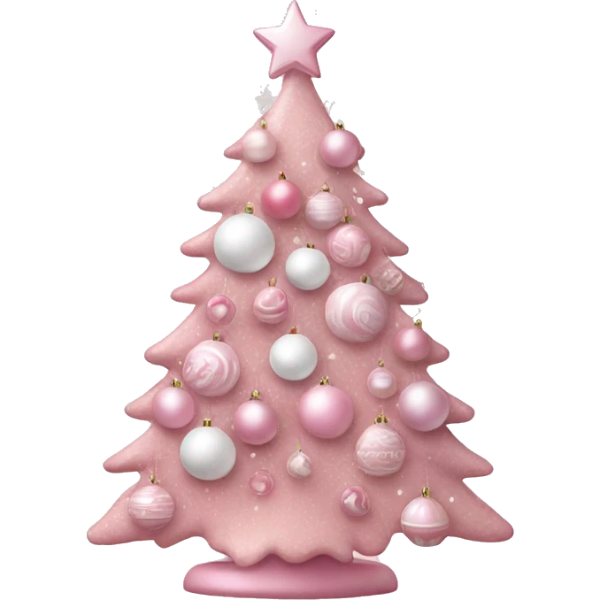 Pastel pink Christmas tree with pink and white ornaments  emoji