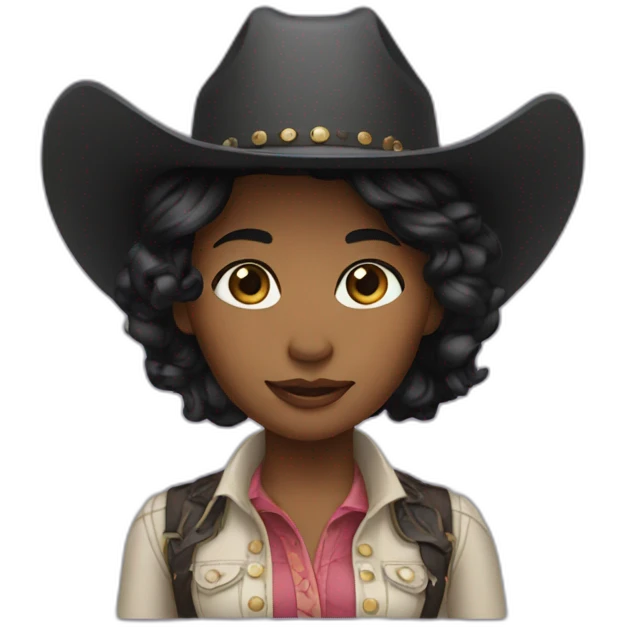 cowgirl black straight hair emoji
