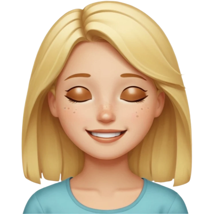 Happy blonde girl with eyes closed and mouth smiling emoji