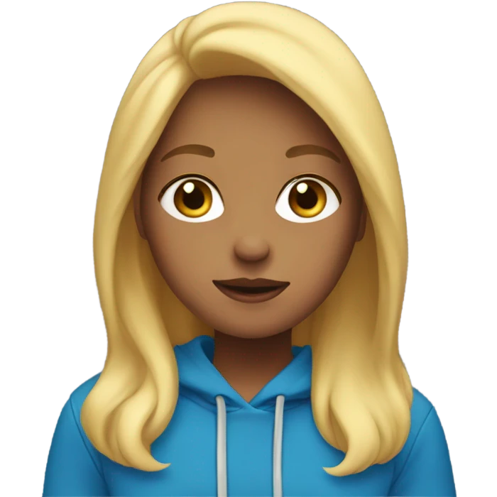 blonde girl wearing a blue hoodie emoji