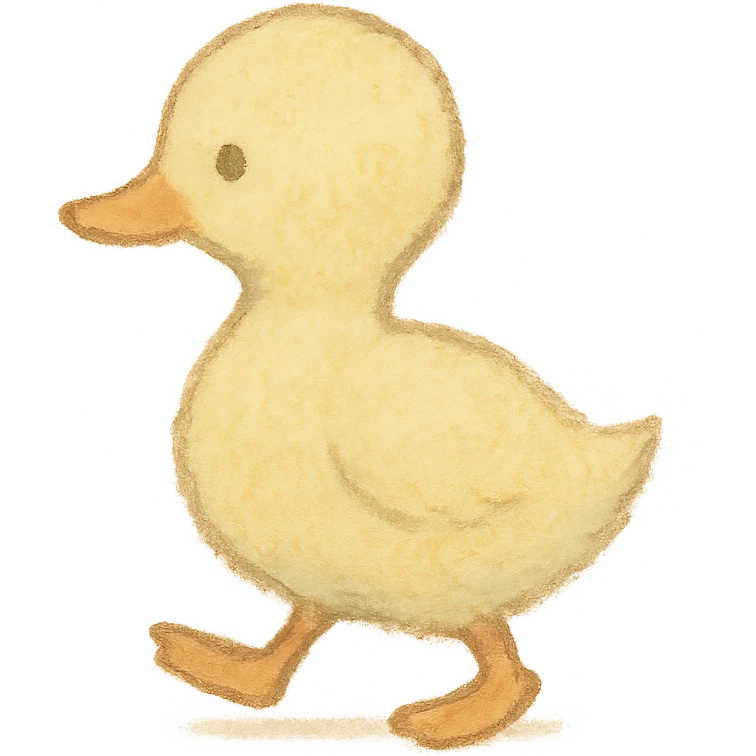 tiny duckling silhouette, Japanese pastel hand-drawn style, full object emoji