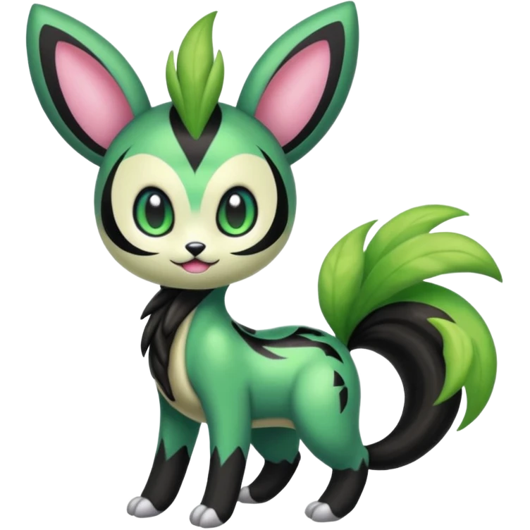 Colorful fuzzy Exotic Meloetta-Virizion-Venom-Stitch-Fakémon-fursona-creature-hybrid emoji