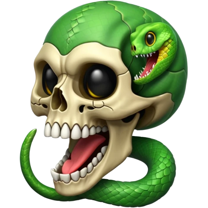 skull with open mouth green snake emoji
