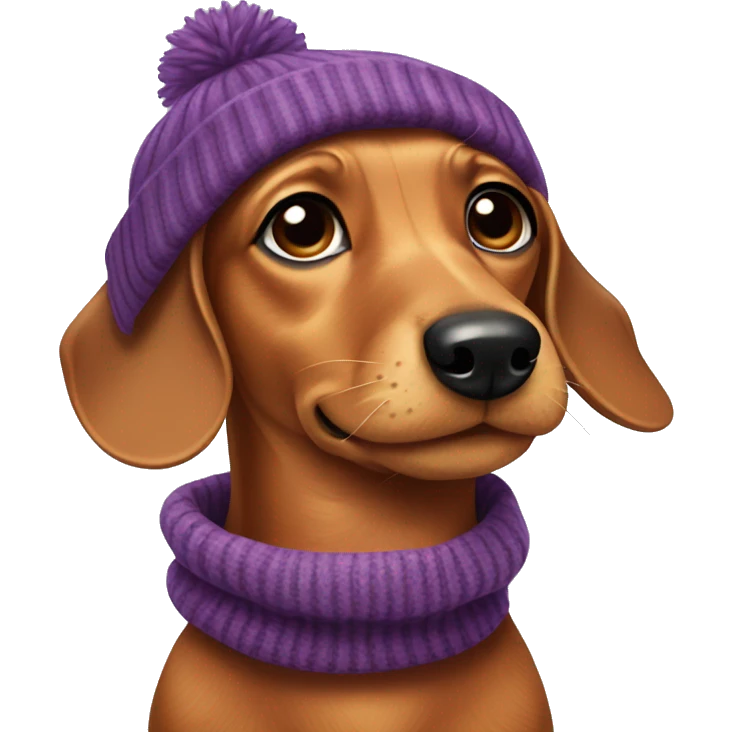 Dachshund wearing beanie and scarf emoji