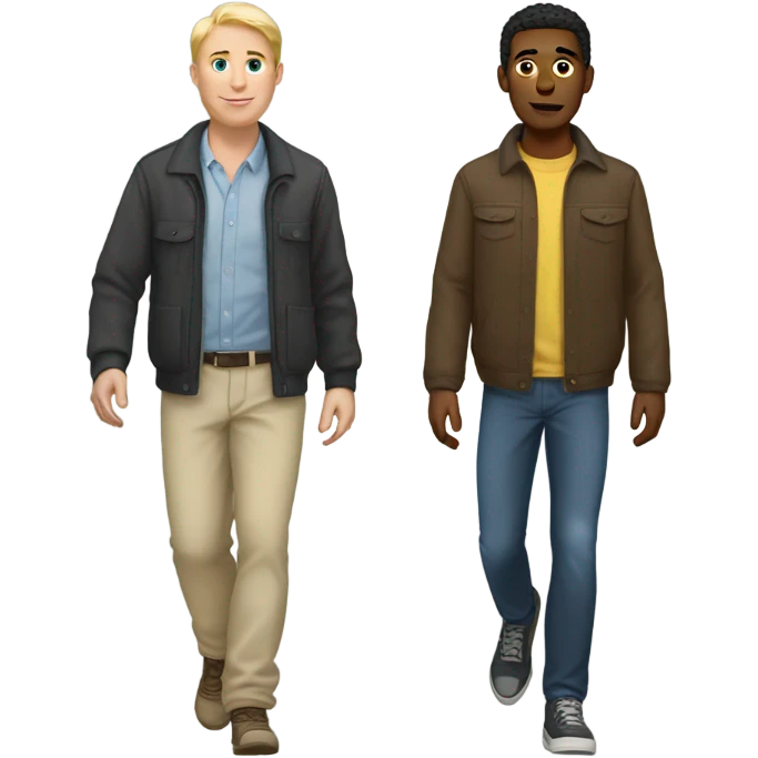 white skin man walking with his friend  emoji