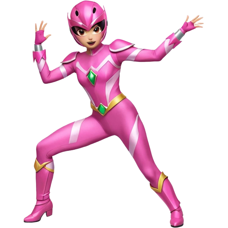 Pink Power Ranger in a dynamic, energetic dance pose emoji