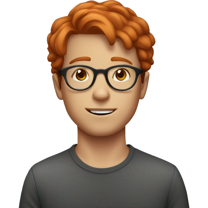 young guy with Redhead hair with round glasses emoji