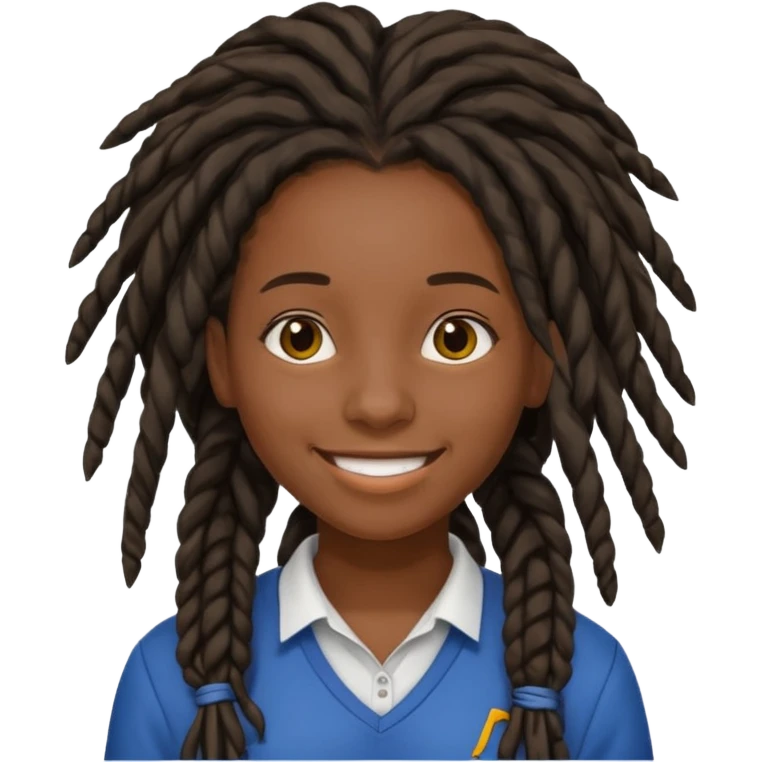 American female black dreds highschool student emoji