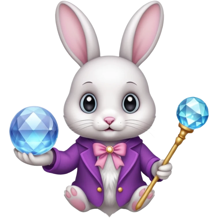 White bunny with wand and with crystal ball emoji
