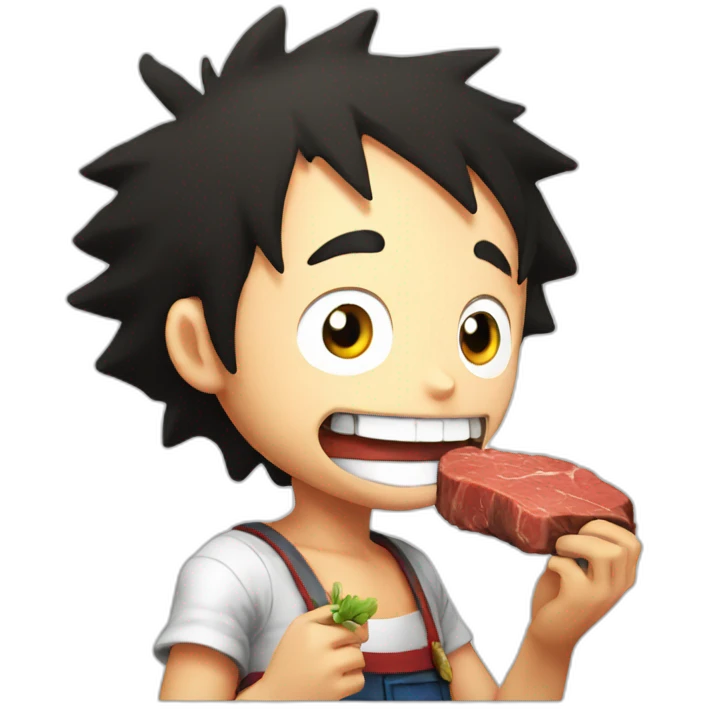 Luffy eat a steak emoji