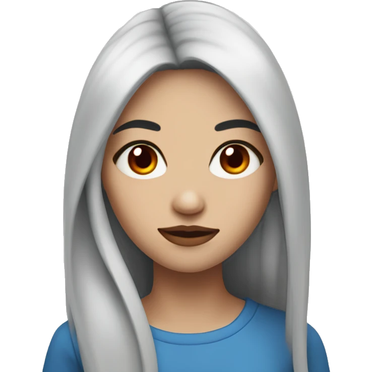 Woman with blue skin, red eyes, long black hair emoji
