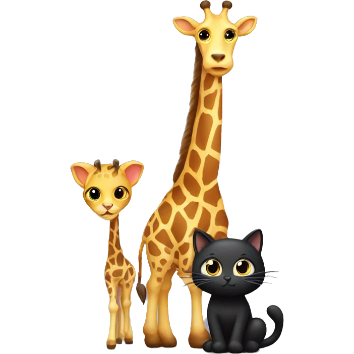 Black cat leaning onto a giraffe  emoji