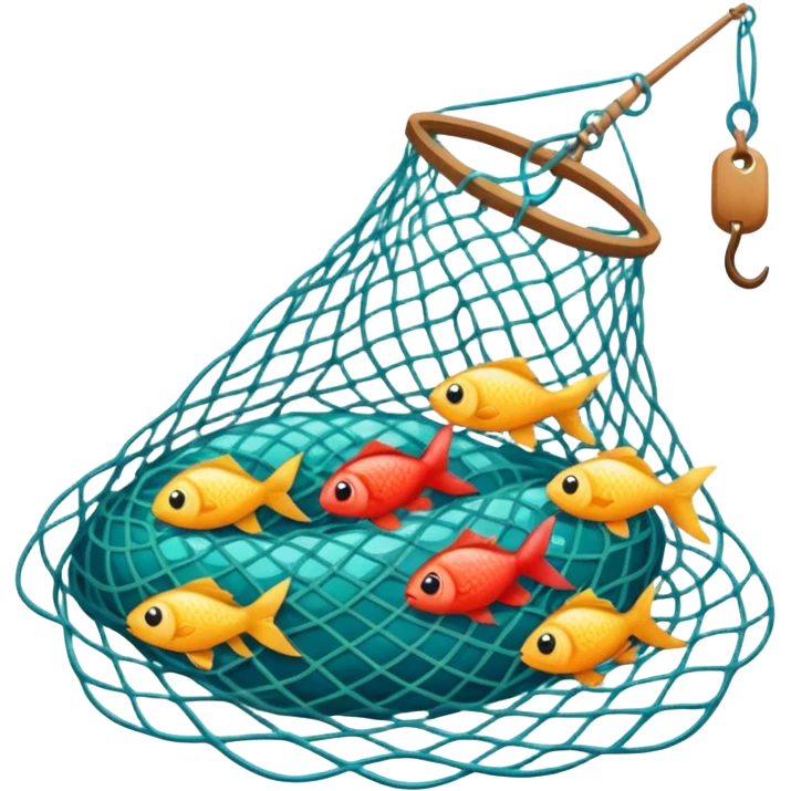 fishes stuck with fishing net emoji