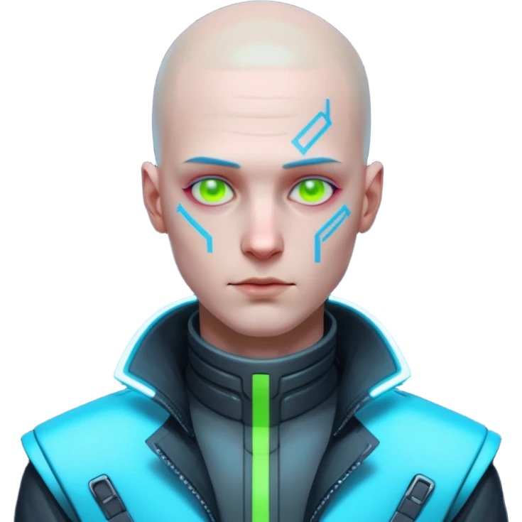 cyberpunk man whihout hair emoji