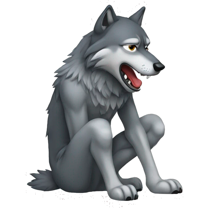 wolf crying on his knees emoji