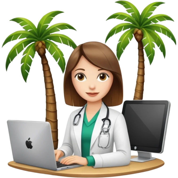 nutricionist with one computer palm tree  emoji