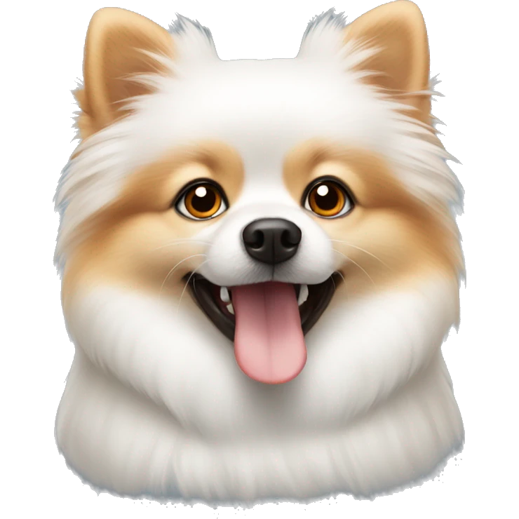 white Pomeranian with orange ears emoji