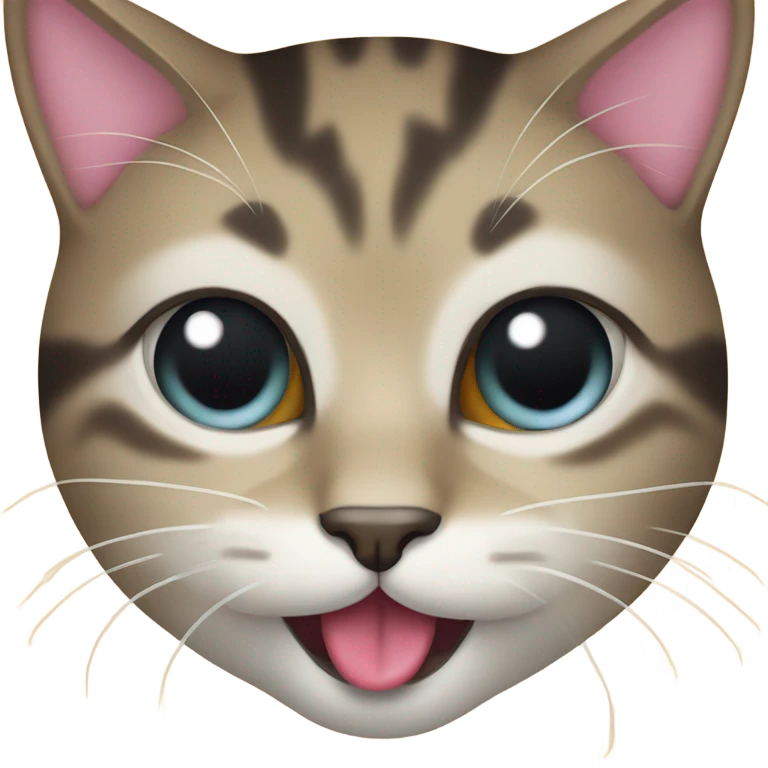 Cat doing a :p face emoji