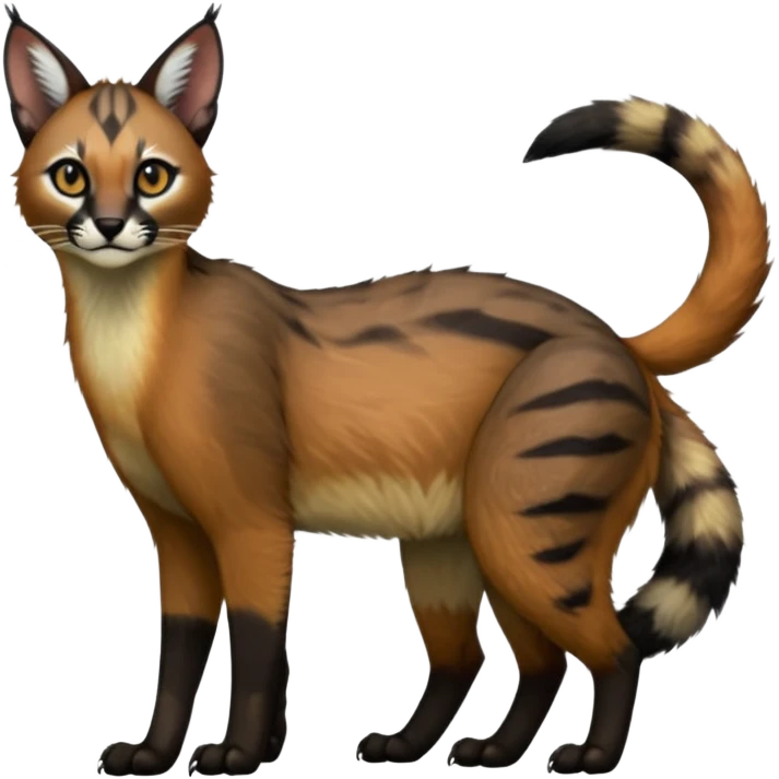 Colorful dark black gloomy spooky pointy foggy smoky points-marked glorious divine exotic cute cool beautiful beautiful fantasy-caracal-civet-genet-sergal-vernid-Cacomistle-Trico-oncilla-animal-Fakémon-hybrid-fursona (full body) emoji