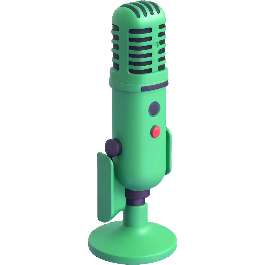 microphone recorder, green color, 3d style emoji