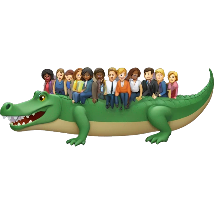 Un groupe de 50 personne sur un crocodile emoji