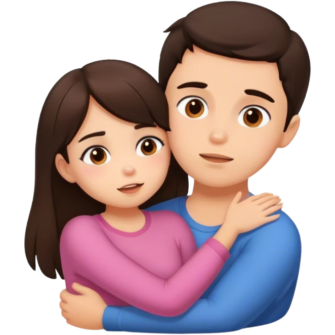 Brunette Boy squeezing a brunette girl’s cheeks cutely emoji