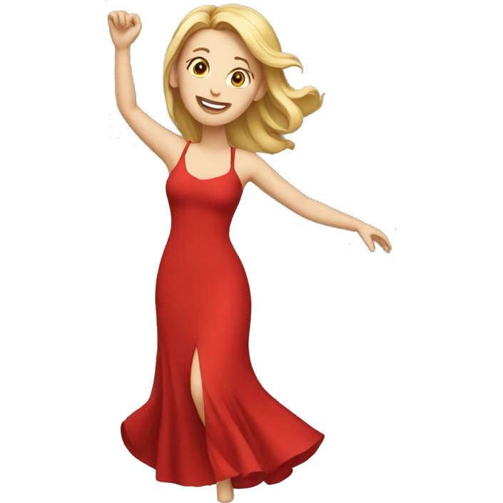 white woman red dress dancing emoji