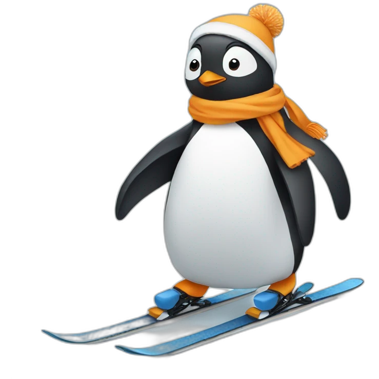 Penguin skiing emoji