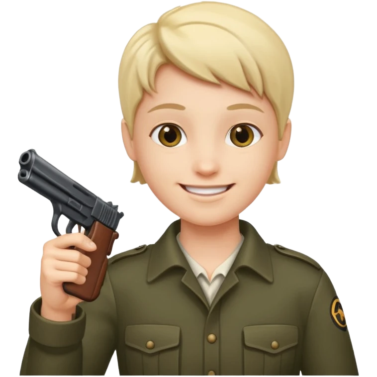 Make someone smiling and pointing a gun at you emoji