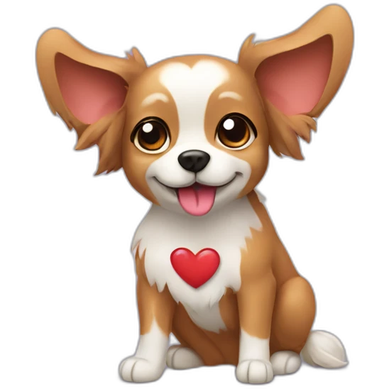 Papilion dog give a heart emoji