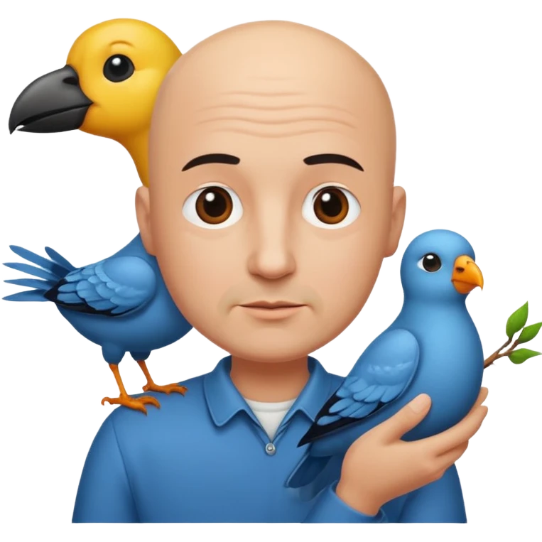 bald man with bird emoji
