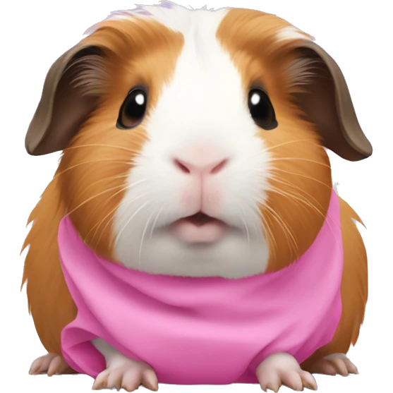 Guinea pig wearing pink emoji