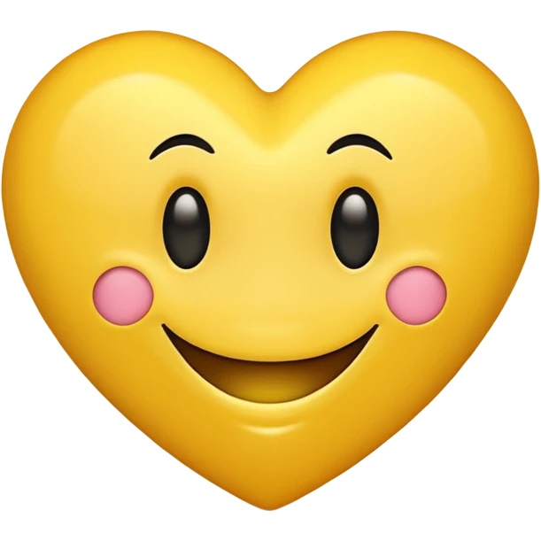 yellow heart with a smiley face emoji