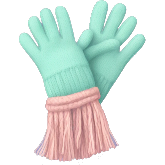 Gloves and Scarf: A matching set in pastel colors, with a cozy texture, and tassels on the ends of the scarf. emoji