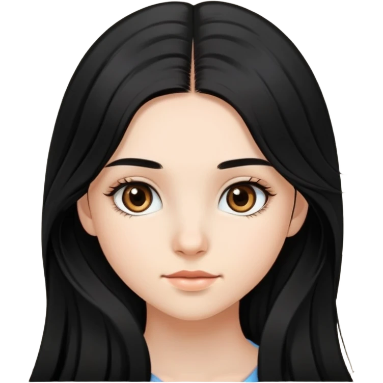teen girl with long black hair and long natural brown eyelashes emoji