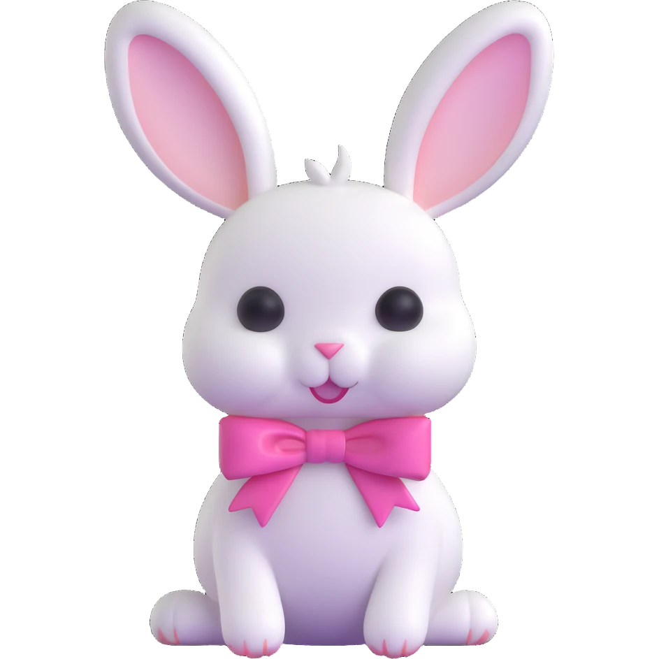 cutesy white bunny rabbit with a pink bow emoji
