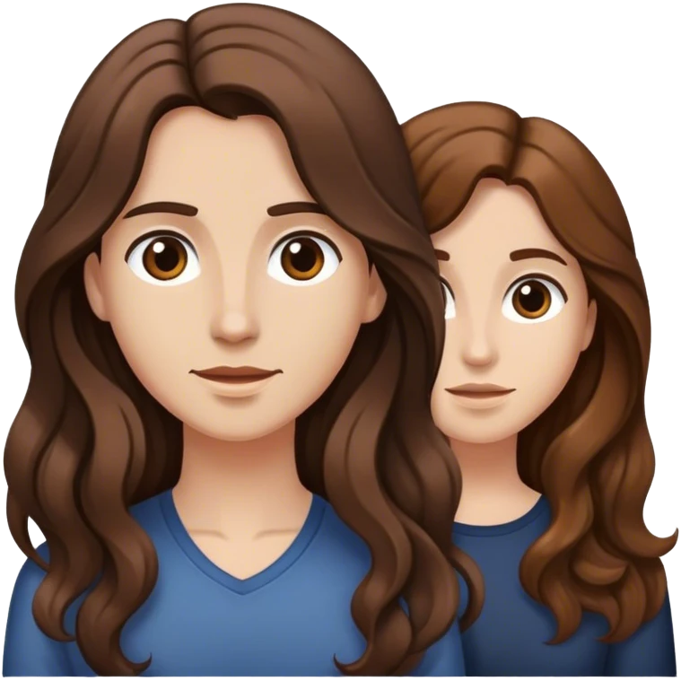 Friends head emoji. One with long brown hair and one with medium brown wavy hair emoji