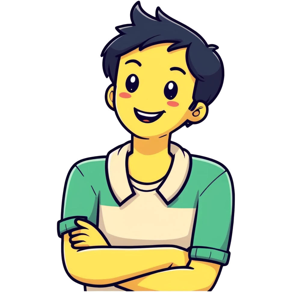 Arms crossed holding neck laughing emoji