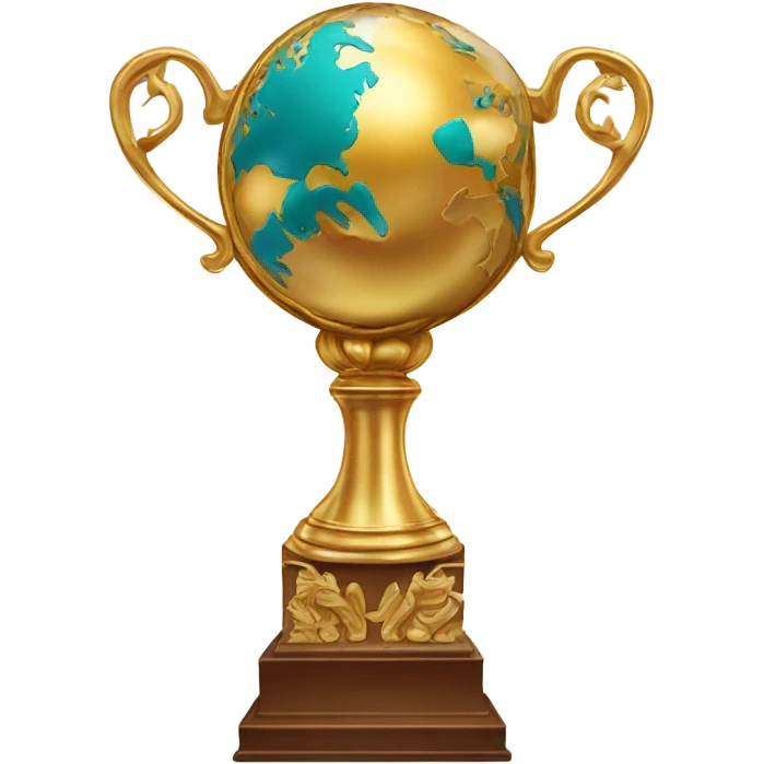 The world in the cup of huge golden trophy emoji