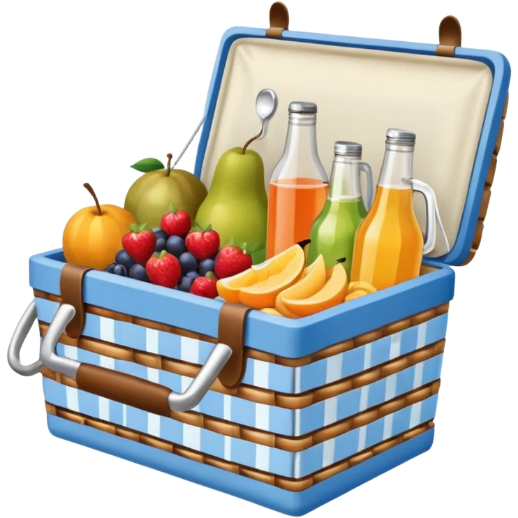blue plaid lining basket with both food, drink and fruits emoji