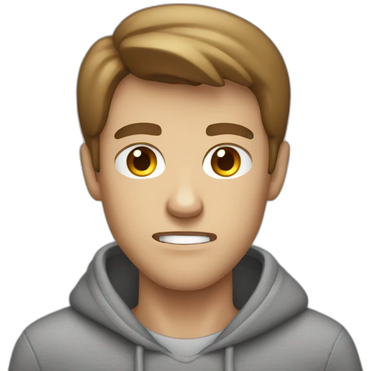 a white male with VERY VERY short brown hair is VERY ANGRY angry and wearing gray sweatshirt emoji