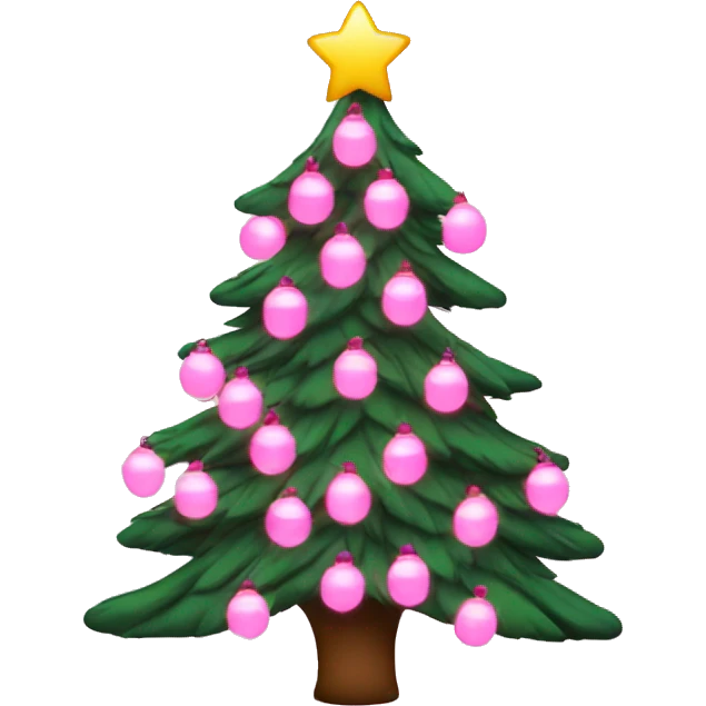 Pink Christmas lights around a Christmas tree emoji
