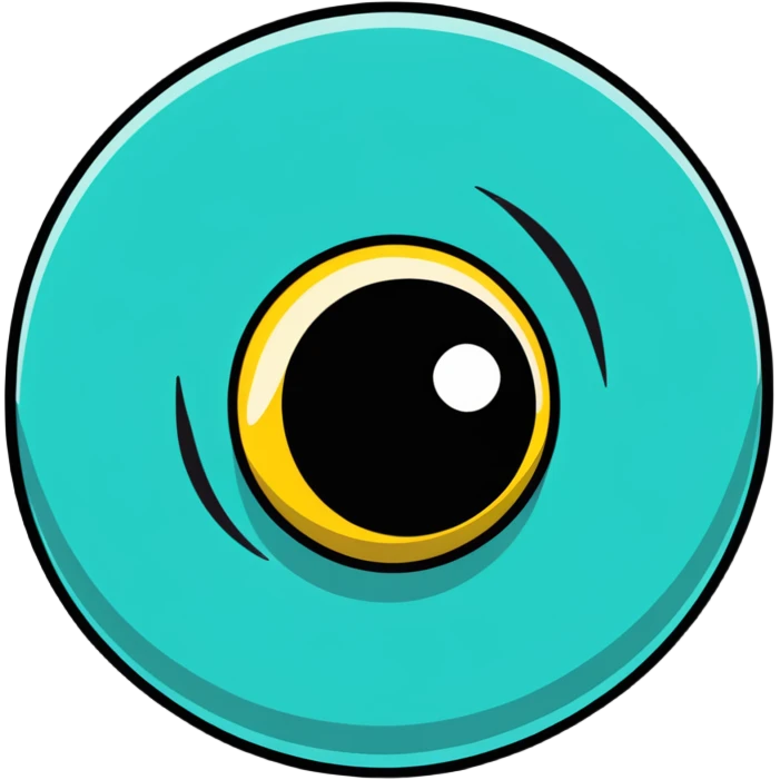 Cartoon eyeball with spiral dizzy effect and stars emoji