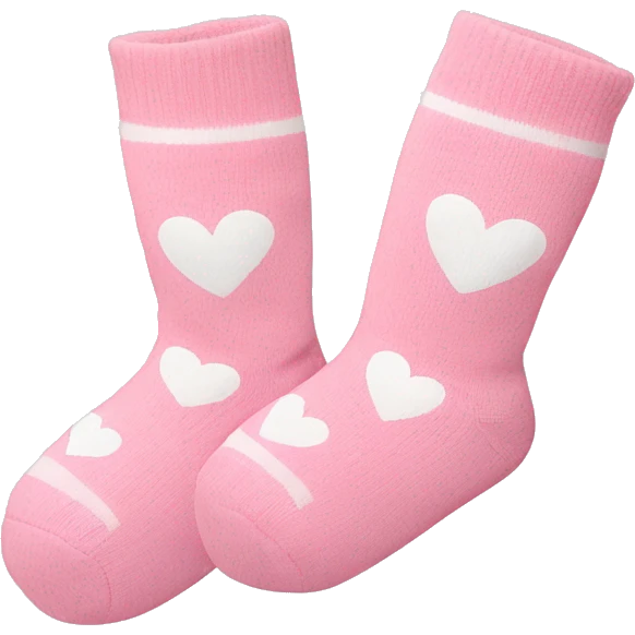Baby pink socks with white hearts emoji