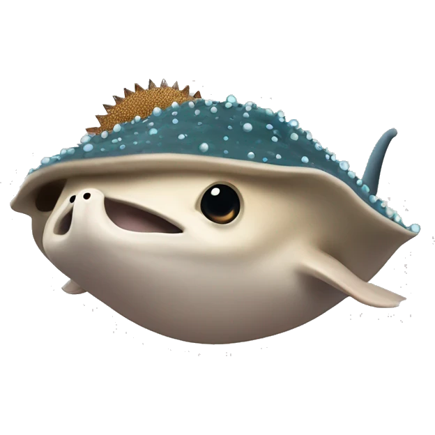 Stingray with dots on its back cuddeling with hedgehog  emoji