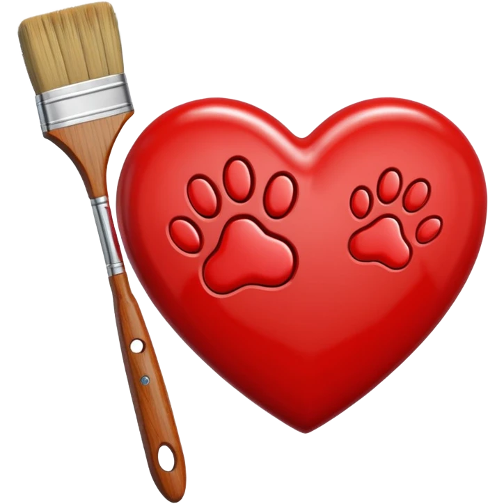 heart with a paw print and a paintbrush emoji