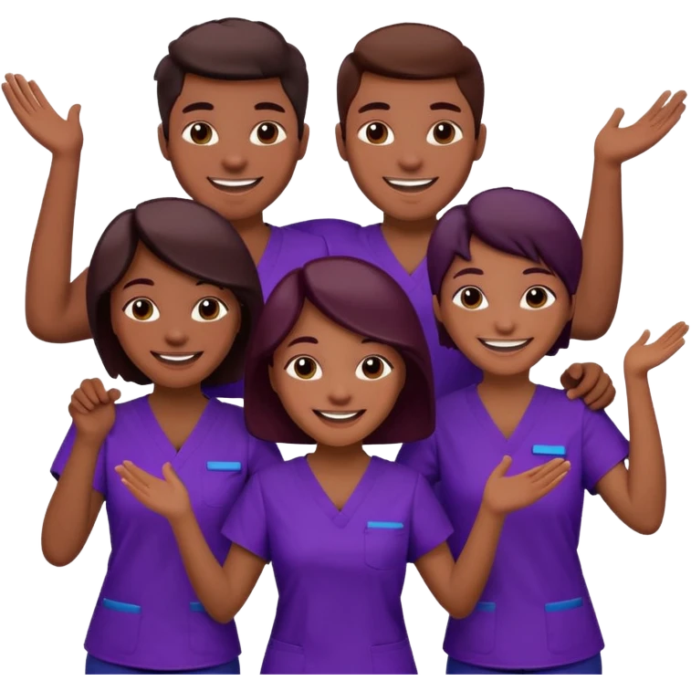 Create Happy & celebrating team faces for a hospital with a newborn saved with dress color as dark maroom-voilet emoji