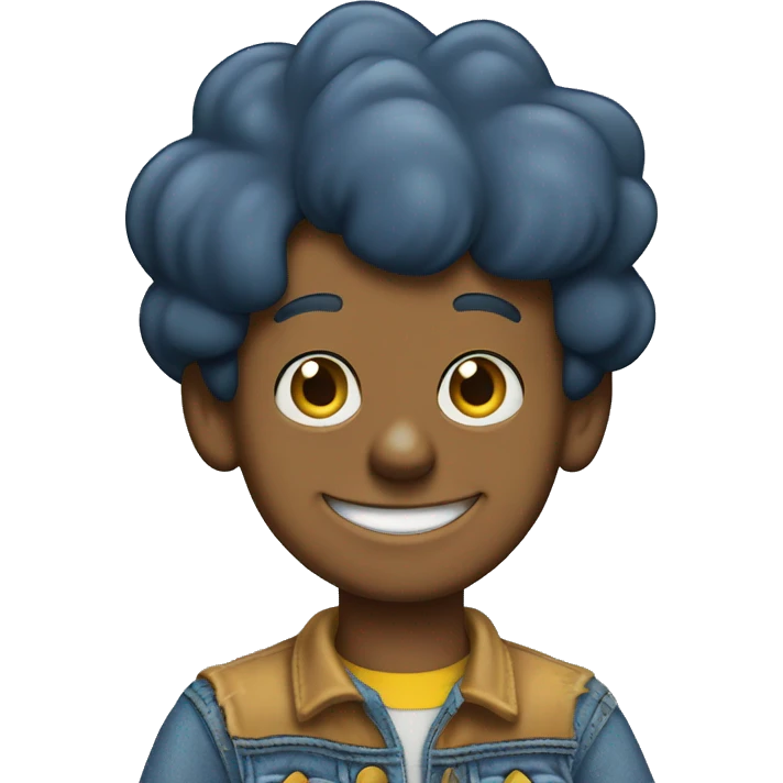 smiling boy in denim outfit. “The simpsons” like character  emoji