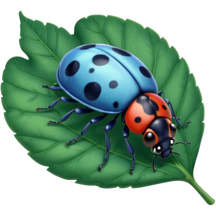  cute blue lady bug on leaf emoji